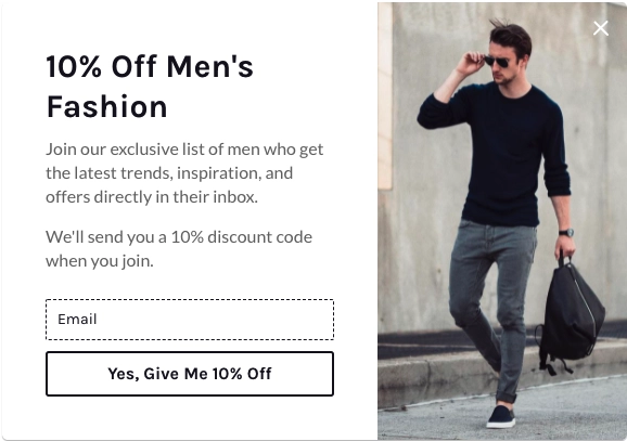 A website popup with a 10% off offer